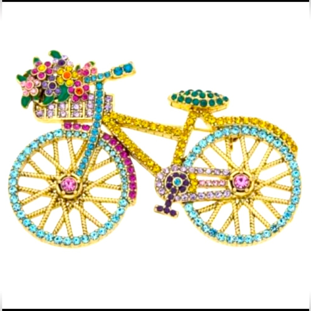 Heidi Daus “Summertime Ride” Colorful Bicycle Brooch with Rhinestones